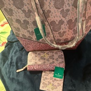 NWT Kate Spade Tote Combo! Beautiful pink Minnie Mouse Tote/wallet & cardholder.